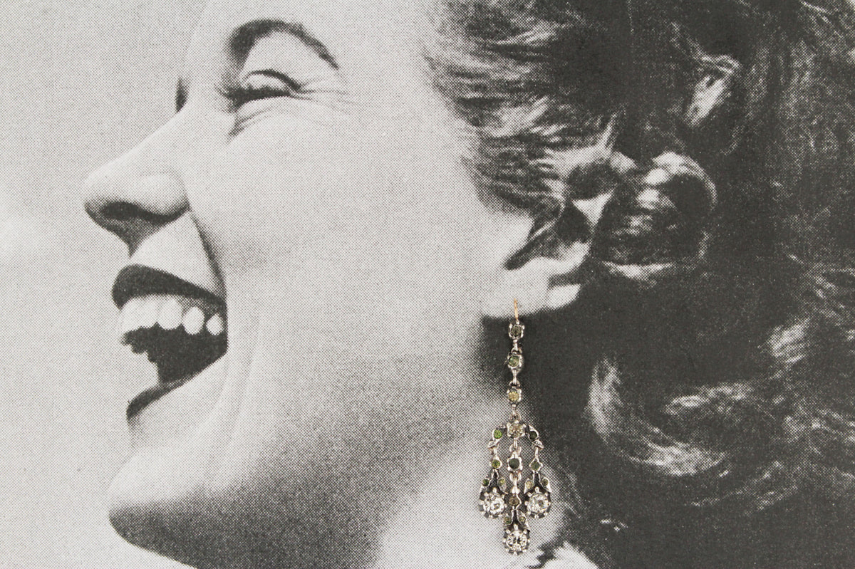 ANTIQUE GEORGIAN PASTE EARRINGS c1820 SILVER &amp; 9ct ROSE GOLD