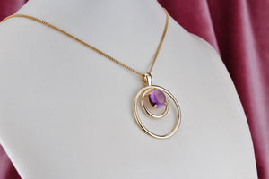 VINTAGE ESTATE c1980 6.4ct AMETHYST PENDANT ON 9ct YELLOW GOLD