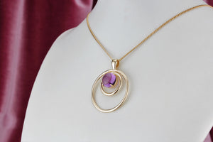 VINTAGE ESTATE c1980 6.4ct AMETHYST PENDANT ON 9ct YELLOW GOLD