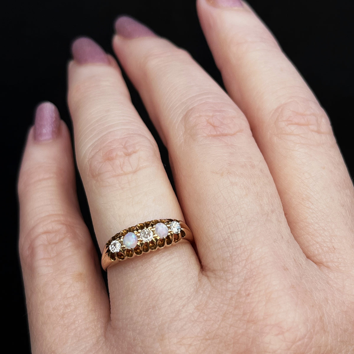 EDWARDIAN OPAL &amp; DIAMOND RING 18CT GOLD