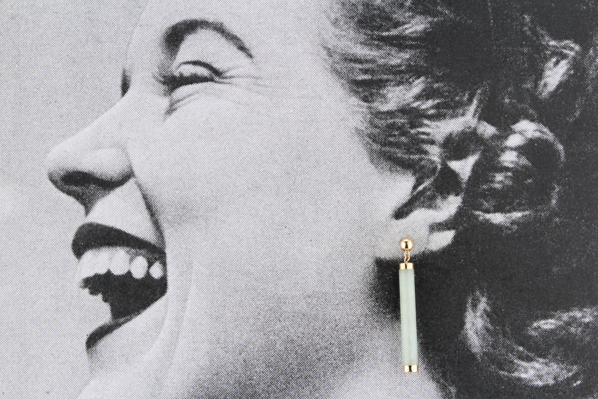 VINTAGE JADEITE DROP EARRINGS 9ct GOLD