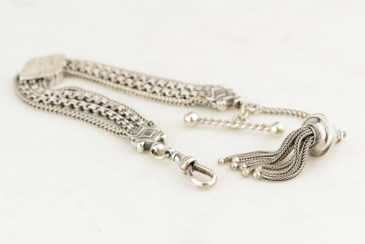 ANTIQUE VICTORIAN c1880 SILVER ALBERTINA BRACELET