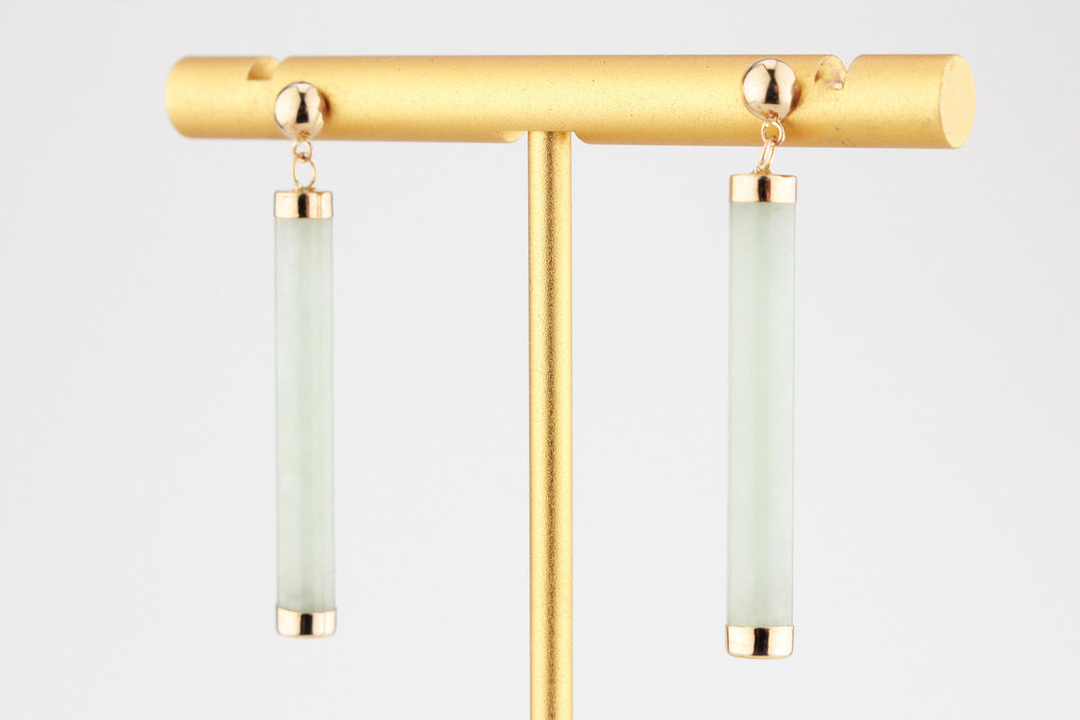 VINTAGE JADEITE DROP EARRINGS 9ct GOLD