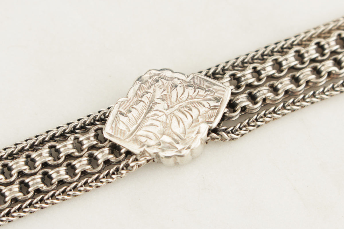 ANTIQUE VICTORIAN c1880 SILVER ALBERTINA BRACELET