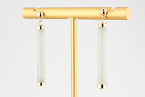 VINTAGE JADEITE DROP EARRINGS 9ct GOLD