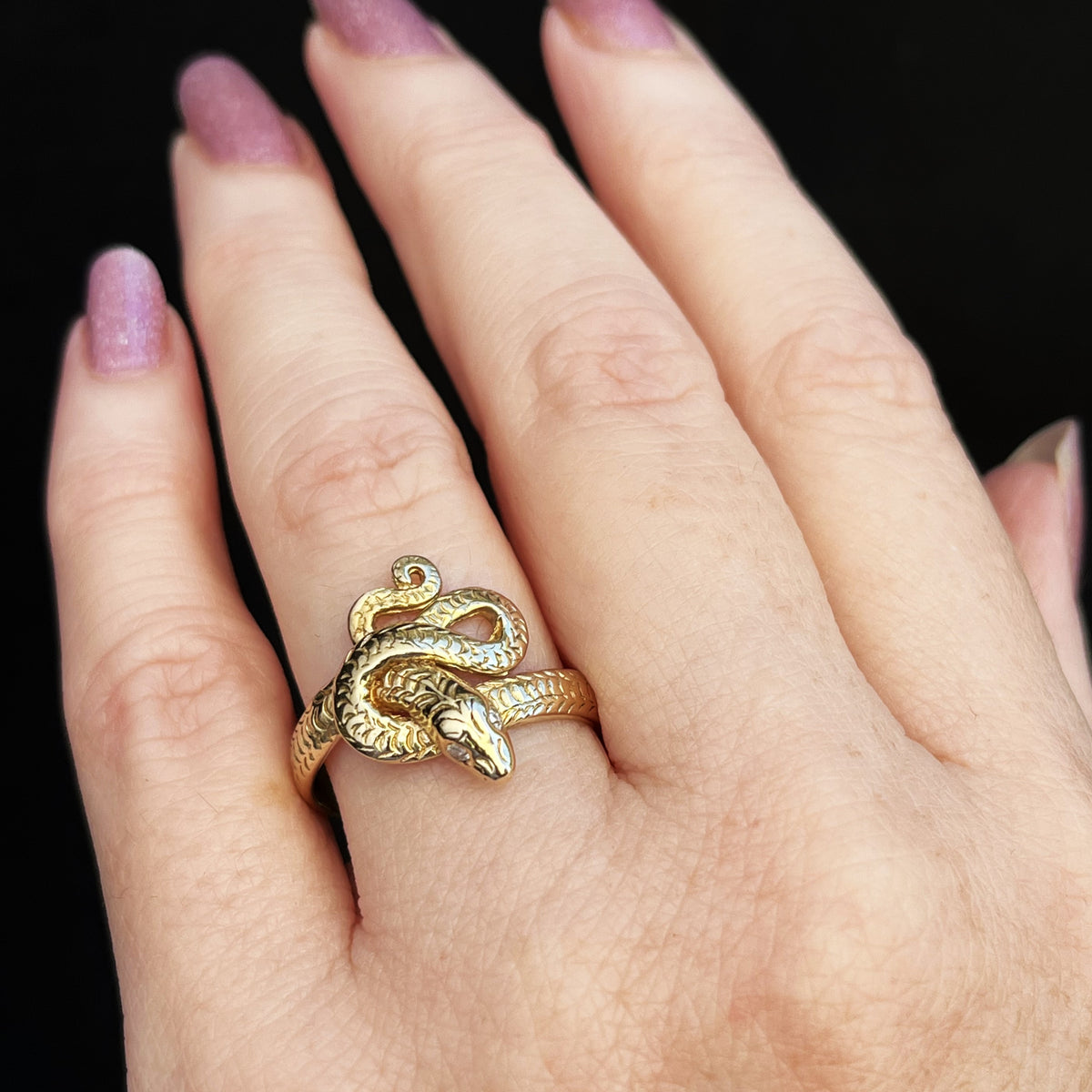 ANTIQUE EDWARDIAN DIAMOND SNAKE RING 9CT GOLD