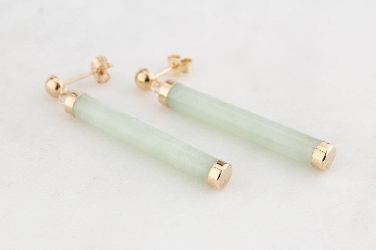 VINTAGE JADEITE DROP EARRINGS 9ct GOLD