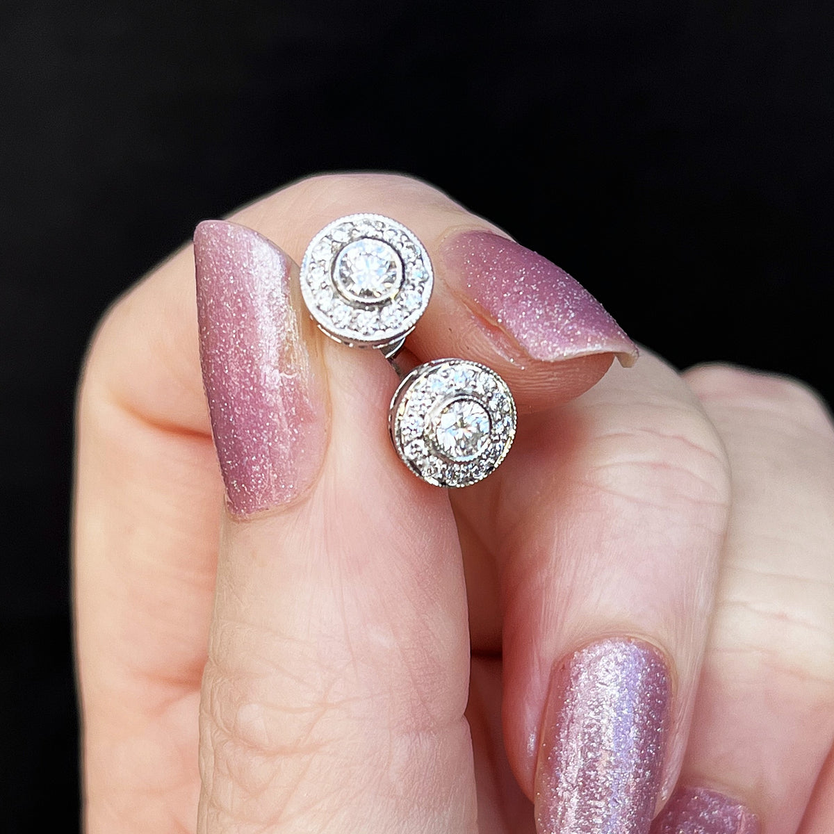 MODERN .58ct DIAMOND STUD EARRINGS 18CT WHITE GOLD