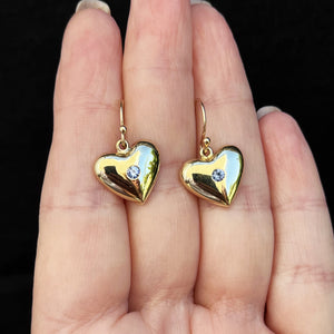VINTAGE SAPPHIRE HEART EARRINGS 9ct GOLD