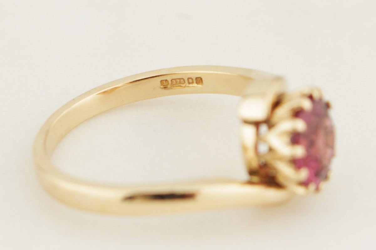 ANTIQUE EDWARDIAN c1900 PINK TOURMALINE RING 9ct GOLD