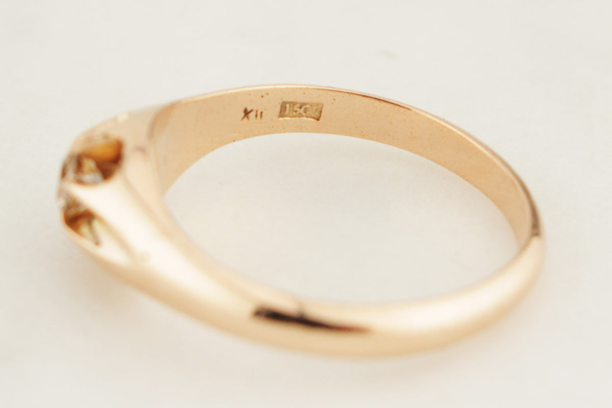 ANTIQUE EDWARDIAN c1900 COGNAC DIAMOND RING 15ct GOLD