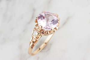 VINTAGE ESTATE 4.7ct PINK SAPPHIRE COCKTAIL RING ON 18ct YELLOW GOLD