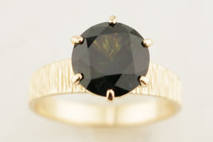 MID CENTURY c1970 TEAL GREEN SAPPHIRE RING 14ct GOLD