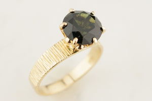 MID CENTURY c1970 TEAL GREEN SAPPHIRE RING 14ct GOLD