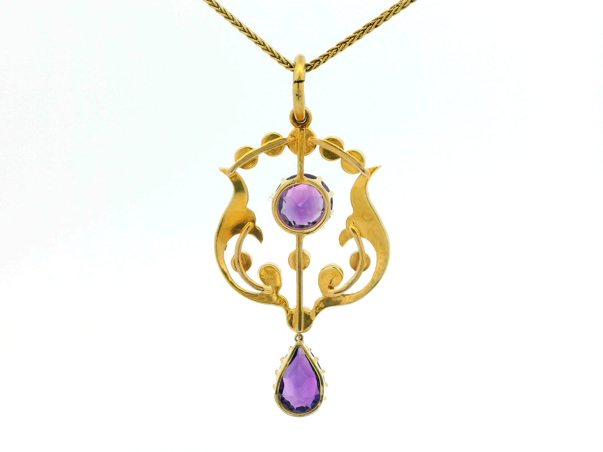VICTORIAN AMETHYST &amp; PEARL PENDANT 15CT GOLD