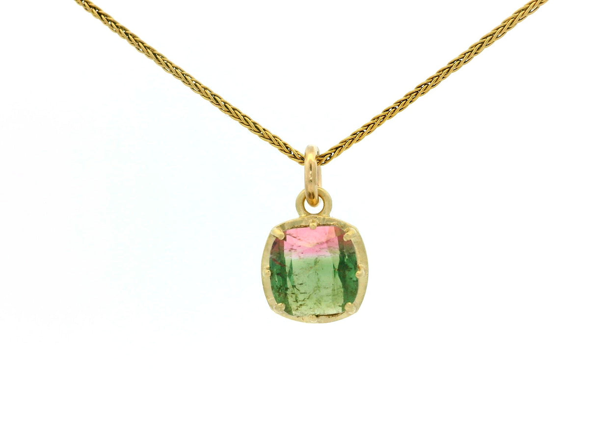 BESPOKE CUSHION CUT WATERMELON TOURMALINE 10CT GOLD