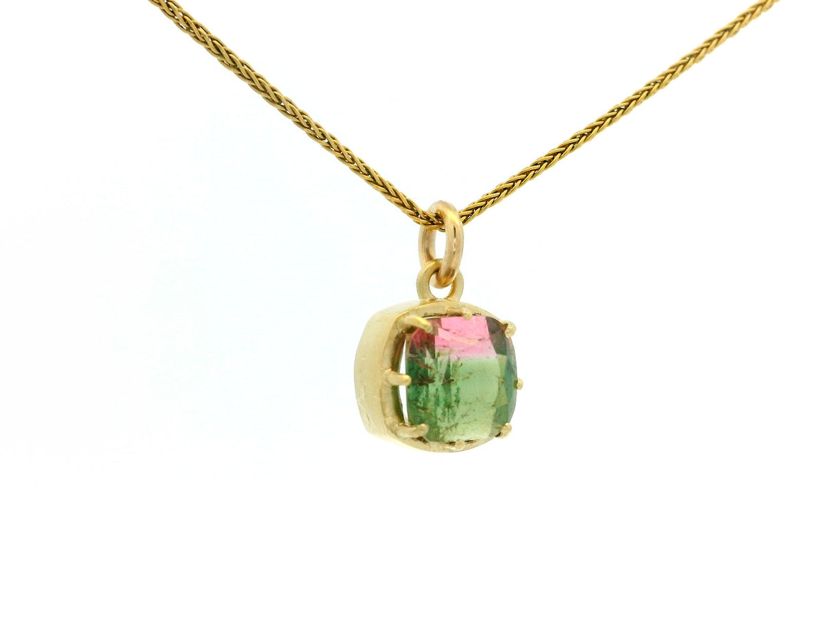BESPOKE CUSHION CUT WATERMELON TOURMALINE 10CT GOLD