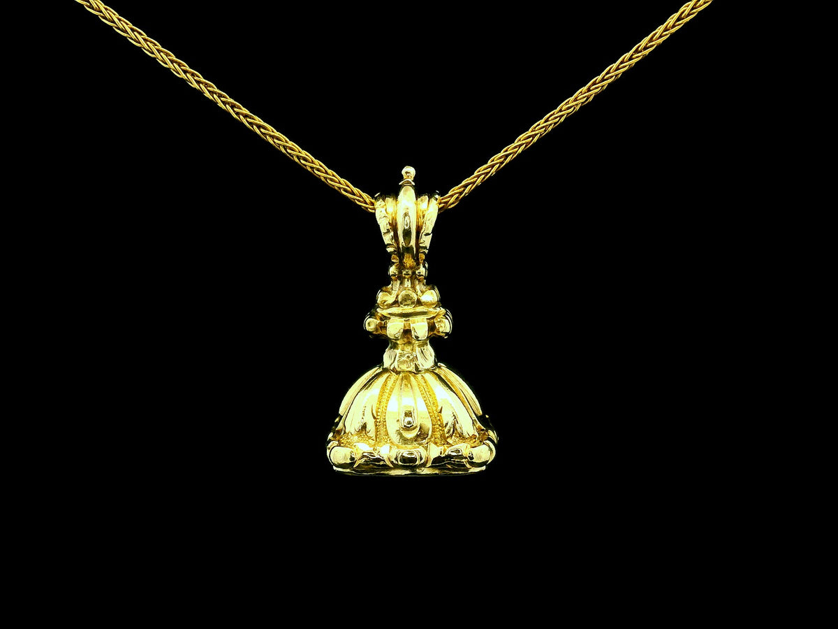 ANTIQUE VICTORIAN AMETHYST INTAGLIO FOB SEAL 9ct GOLD