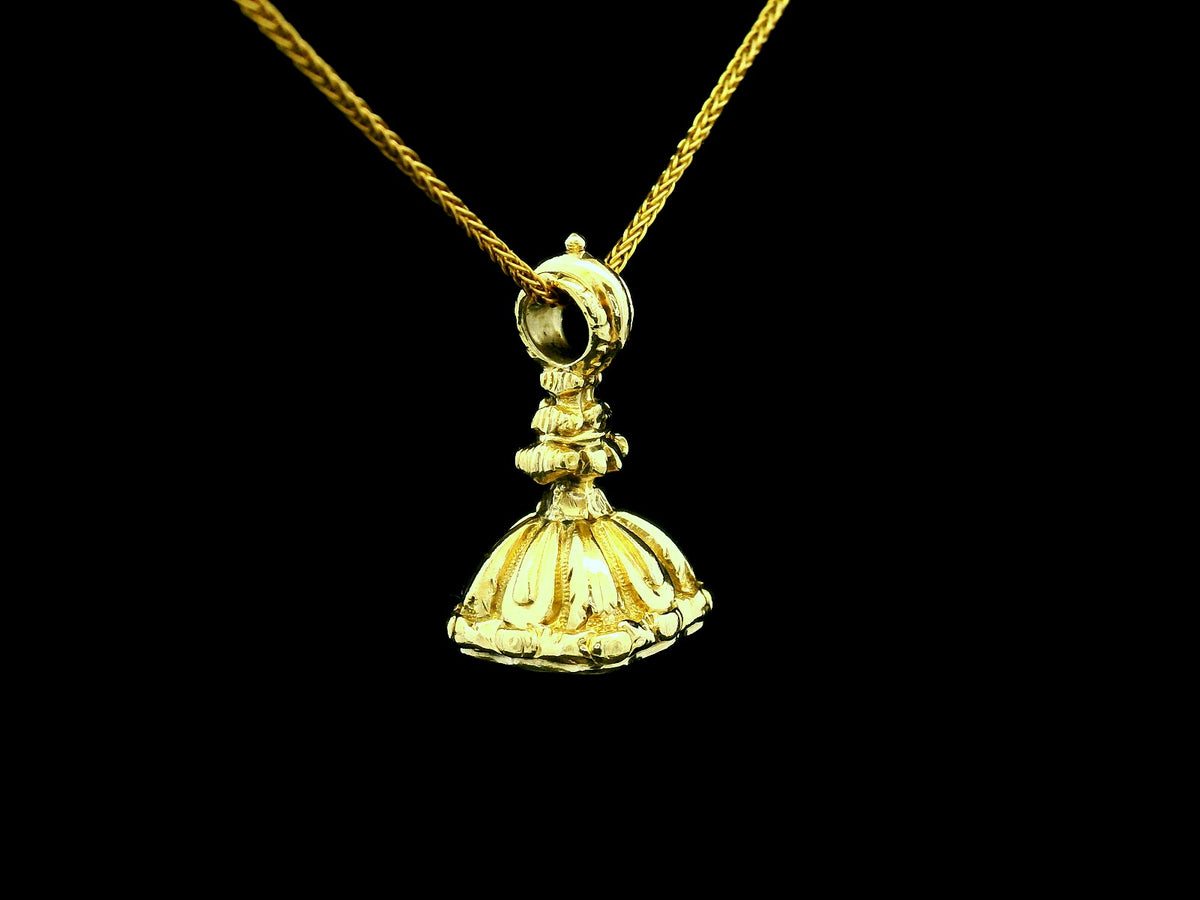 ANTIQUE VICTORIAN AMETHYST INTAGLIO FOB SEAL 9ct GOLD