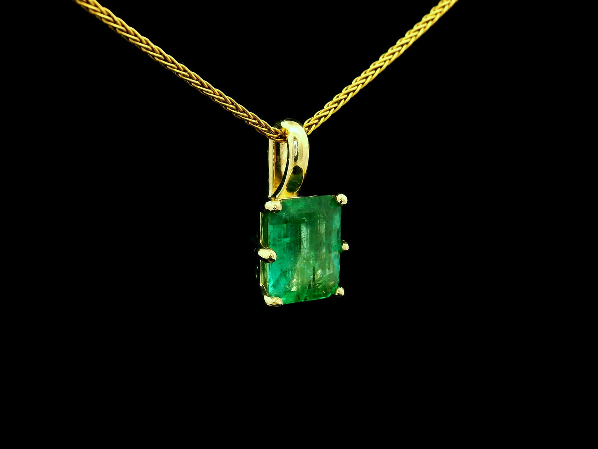 CUSTOM 2.75ct ZAMBIAN EMERALD PENDANT 10ct GOLD