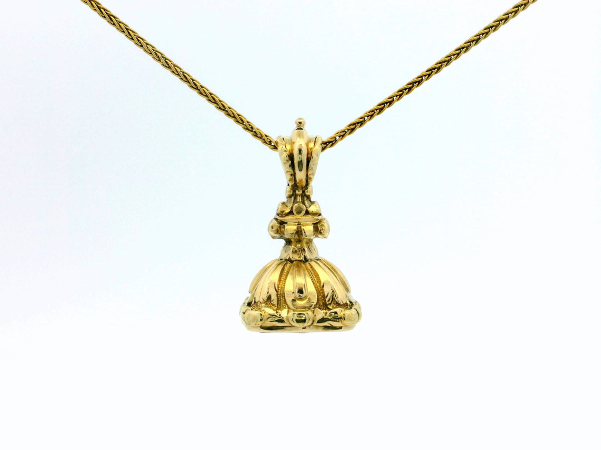 ANTIQUE VICTORIAN AMETHYST INTAGLIO FOB SEAL 9ct GOLD