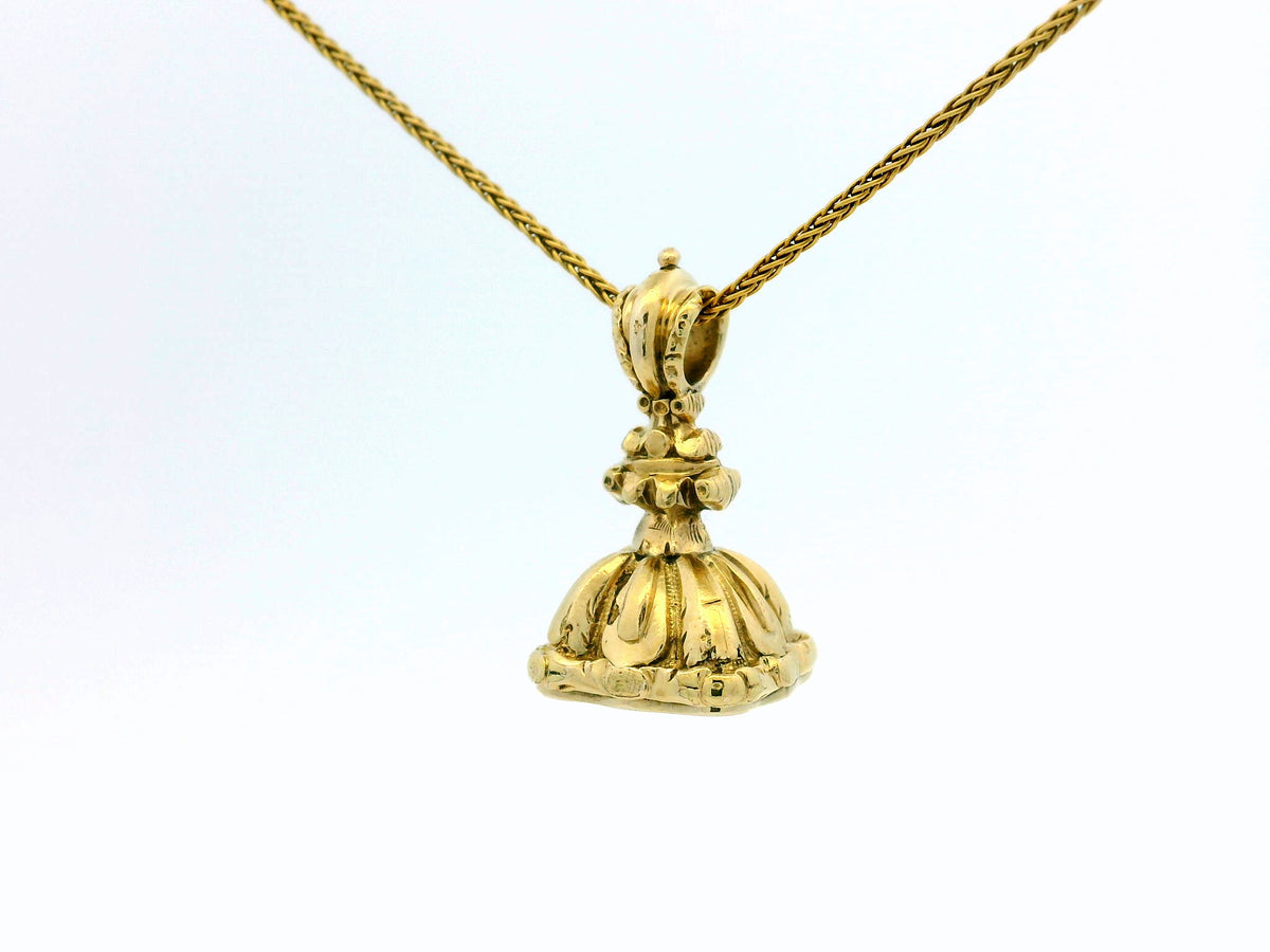 ANTIQUE VICTORIAN AMETHYST INTAGLIO FOB SEAL 9ct GOLD