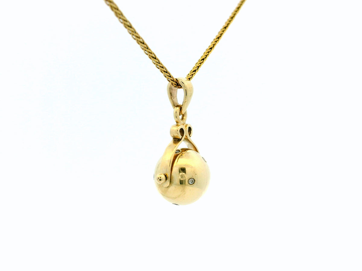 ANTIQUE EDWARDIAN DIAMOND SPINNING GLOBE PENDANT 9ct GOLD