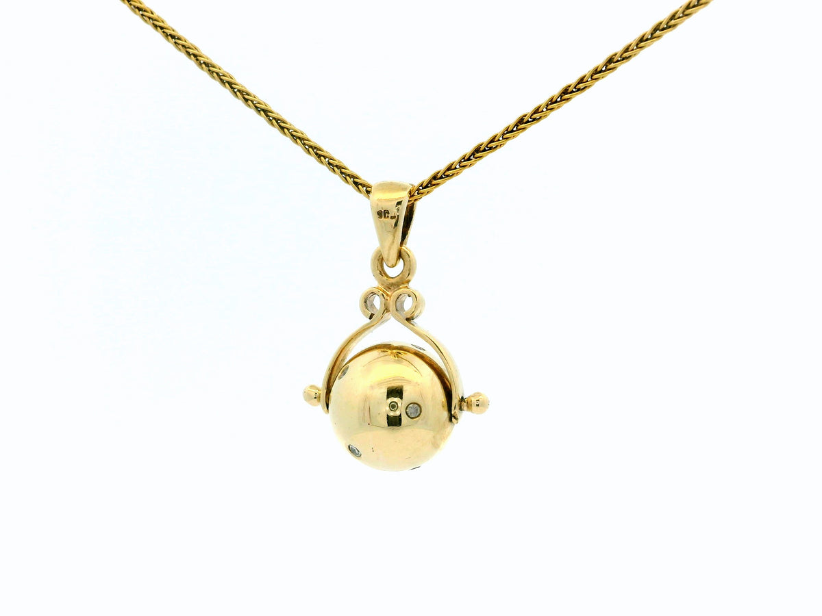 ANTIQUE EDWARDIAN DIAMOND SPINNING GLOBE PENDANT 9ct GOLD