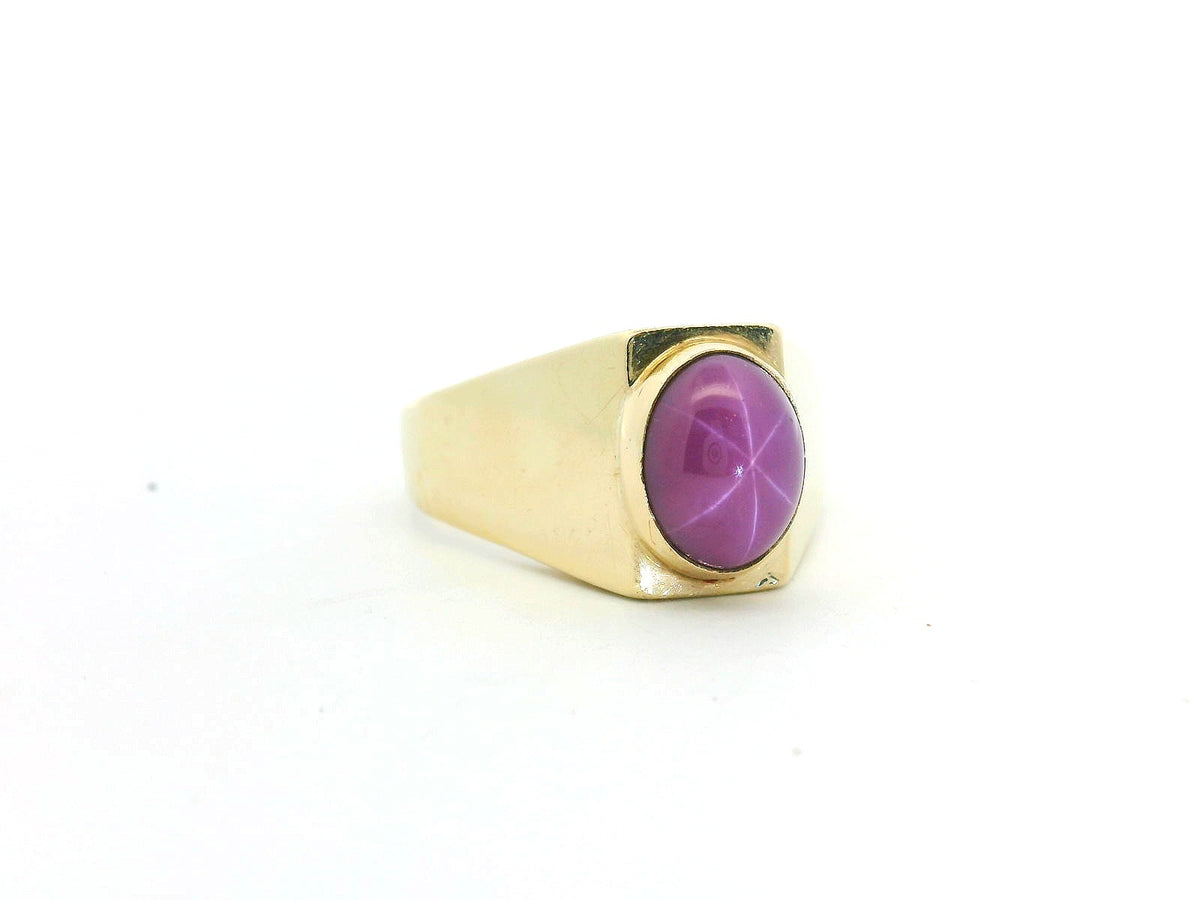 MID-CENTURY STAR RUBY RING 9ct GOLD