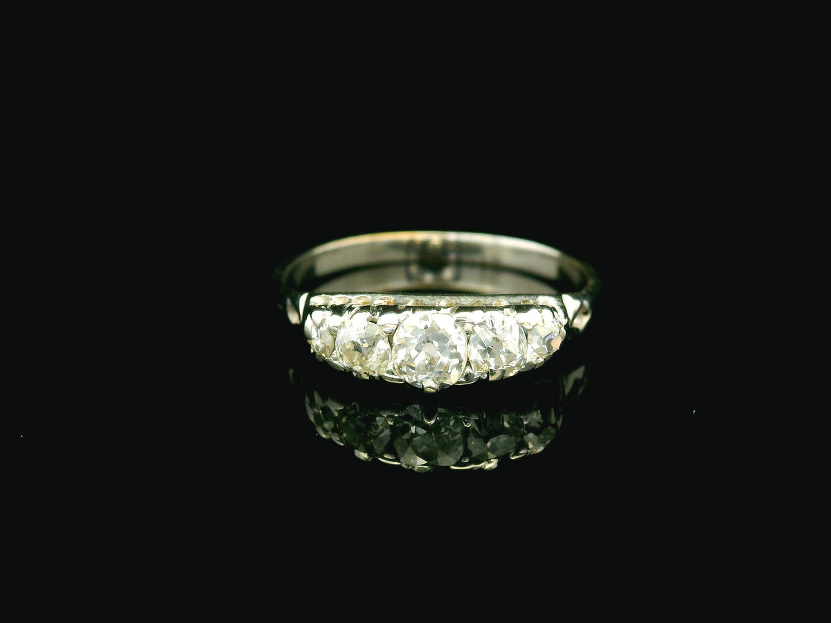 ANTIQUE EDWARDIAN FIVE STONE DIAMOND RING 18ct GOLD