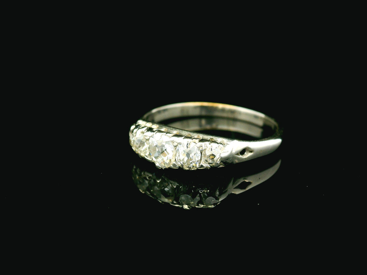 ANTIQUE EDWARDIAN FIVE STONE DIAMOND RING 18ct GOLD