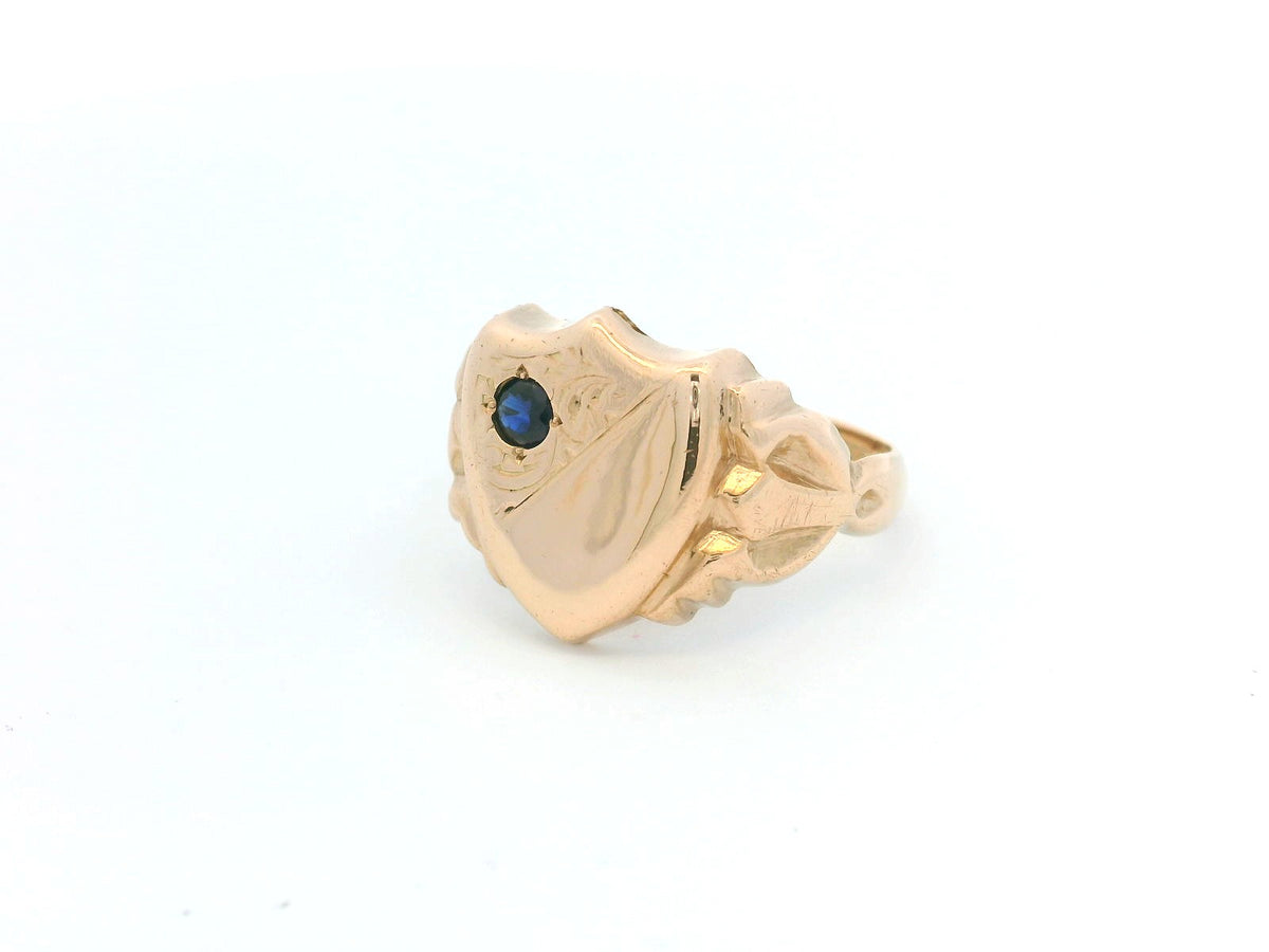 ANTIQUE AUSTRALIAN SAPPHIRE SHIELD SIGNET 9ct GOLD