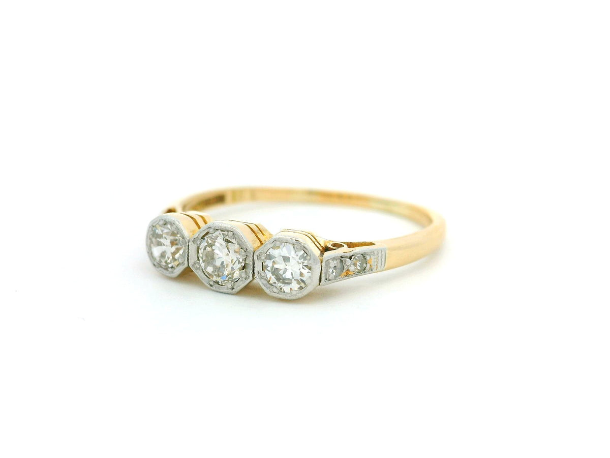 ANTIQUE EDWARDIAN DIAMOND TRILOGY 18ct GOLD &amp; PLATINUM