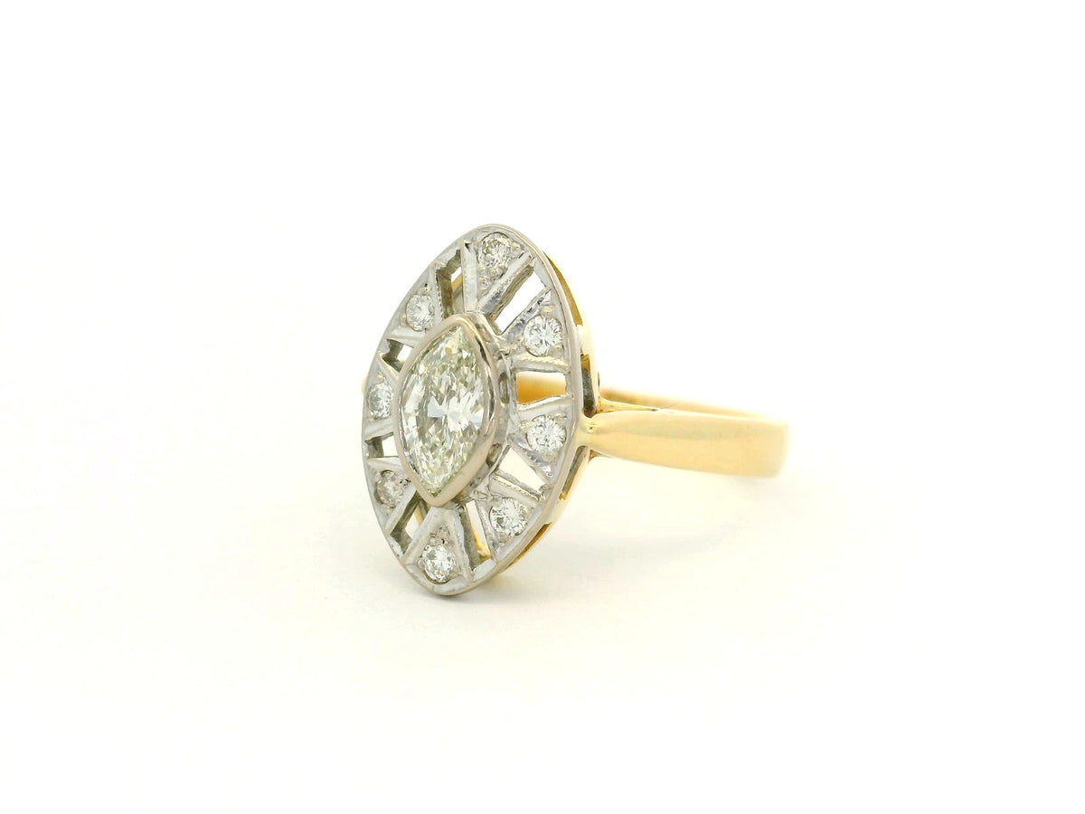 VINTAGE c1940 MARQUISE DIAMOND RING 18ct GOLD