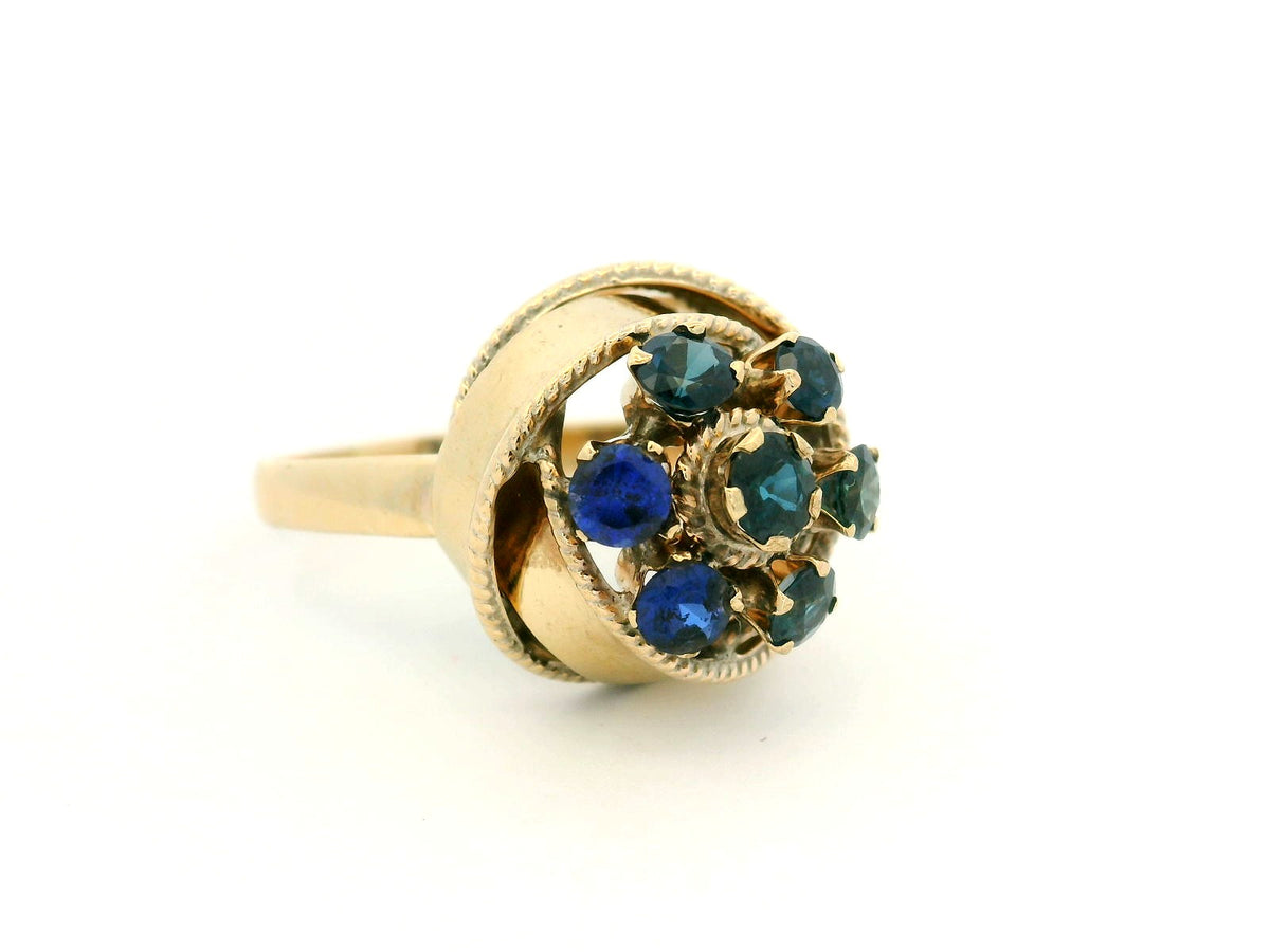 MID-CENTURY SAPPHIRE RING 14CT GOLD