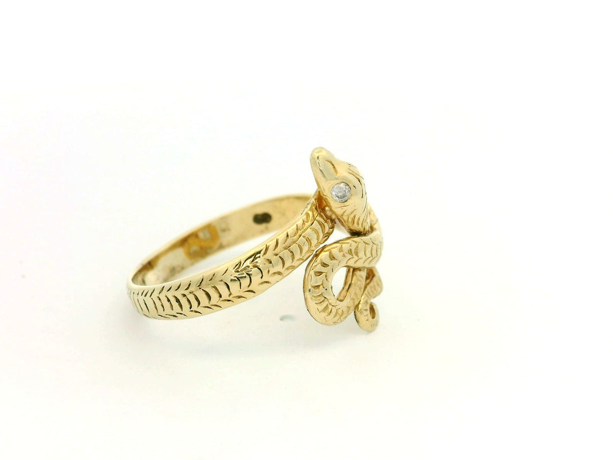 ANTIQUE EDWARDIAN DIAMOND SNAKE RING 9CT GOLD
