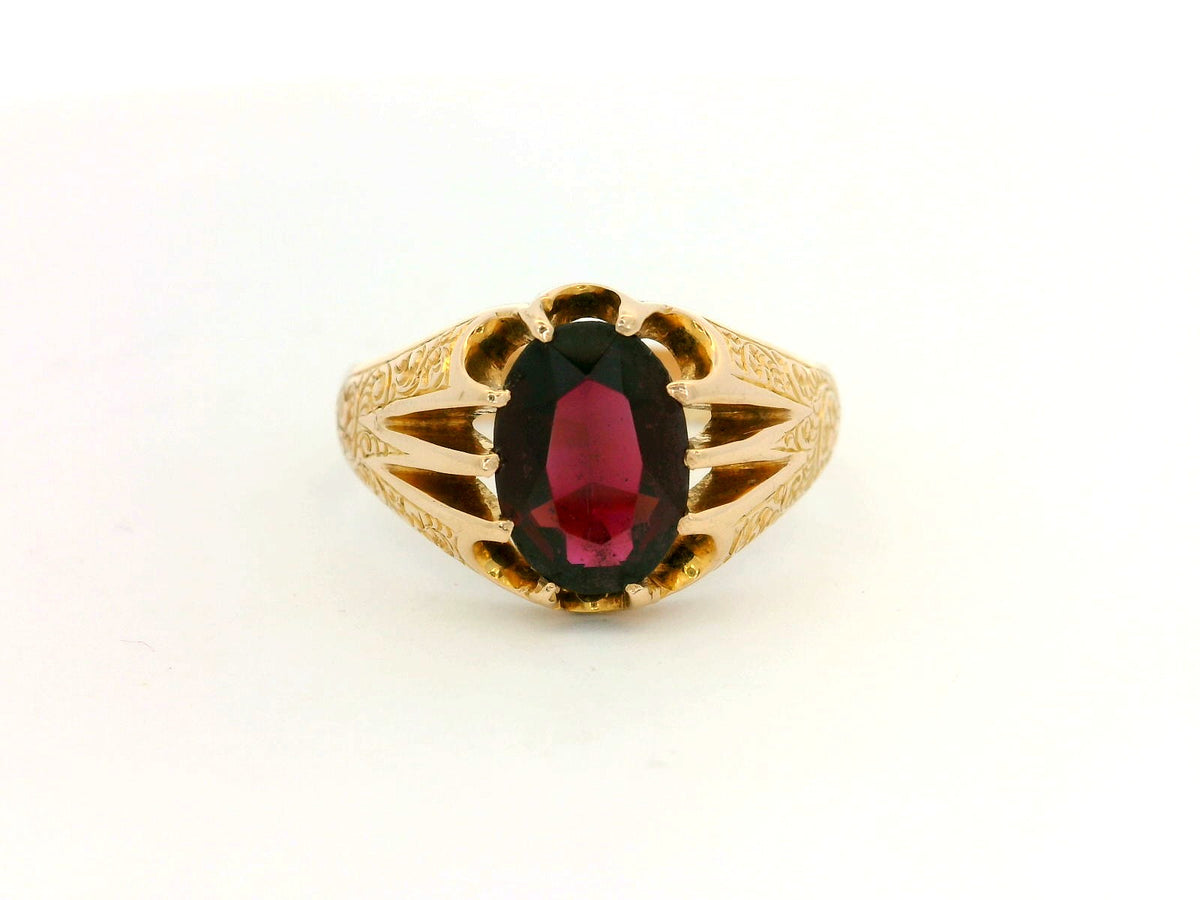 ANTIQUE GARNET RING 9CT GOLD, BIRMINGHAM 1909