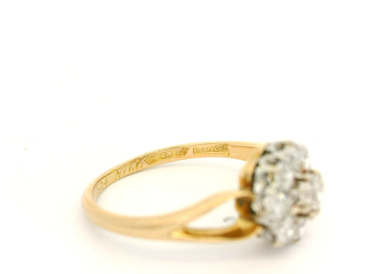 ANTIQUE .70ct DIAMOND DAISY RING 18CT GOLD &amp; PLATINUM