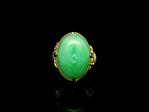 ANTIQUE ART DECO JADE RING 14CT GOLD