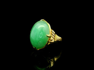 ANTIQUE ART DECO JADE RING 14CT GOLD