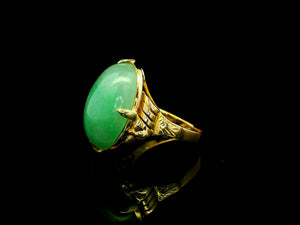 ANTIQUE ART DECO JADE RING 14CT GOLD