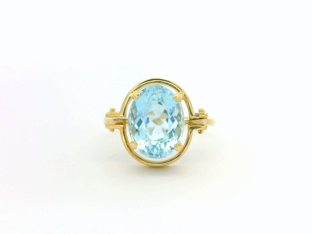 MID-CENTURY 4.1ct AQUAMARINE RING 18ct GOLD