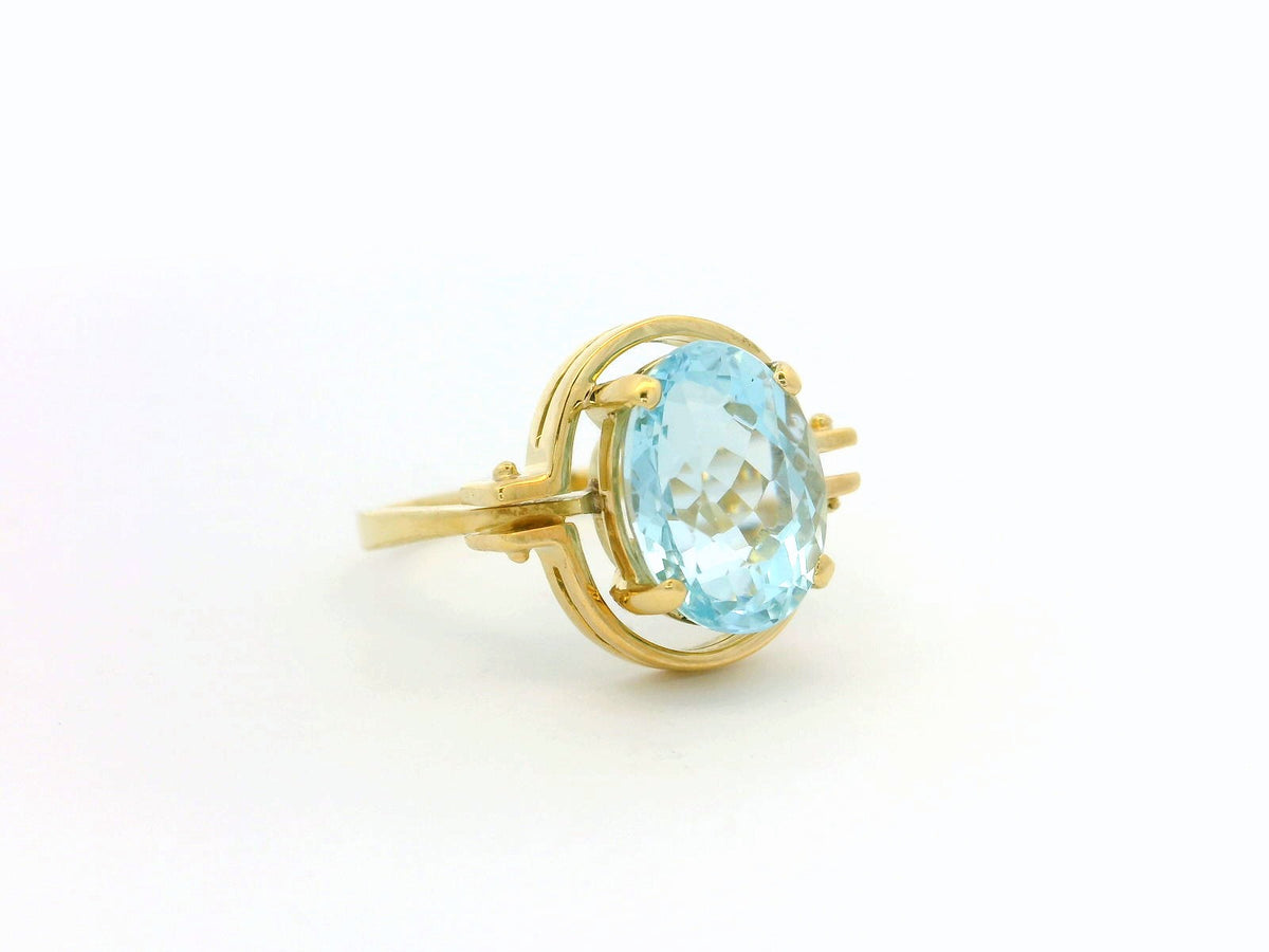 MID-CENTURY 4.1ct AQUAMARINE RING 18ct GOLD
