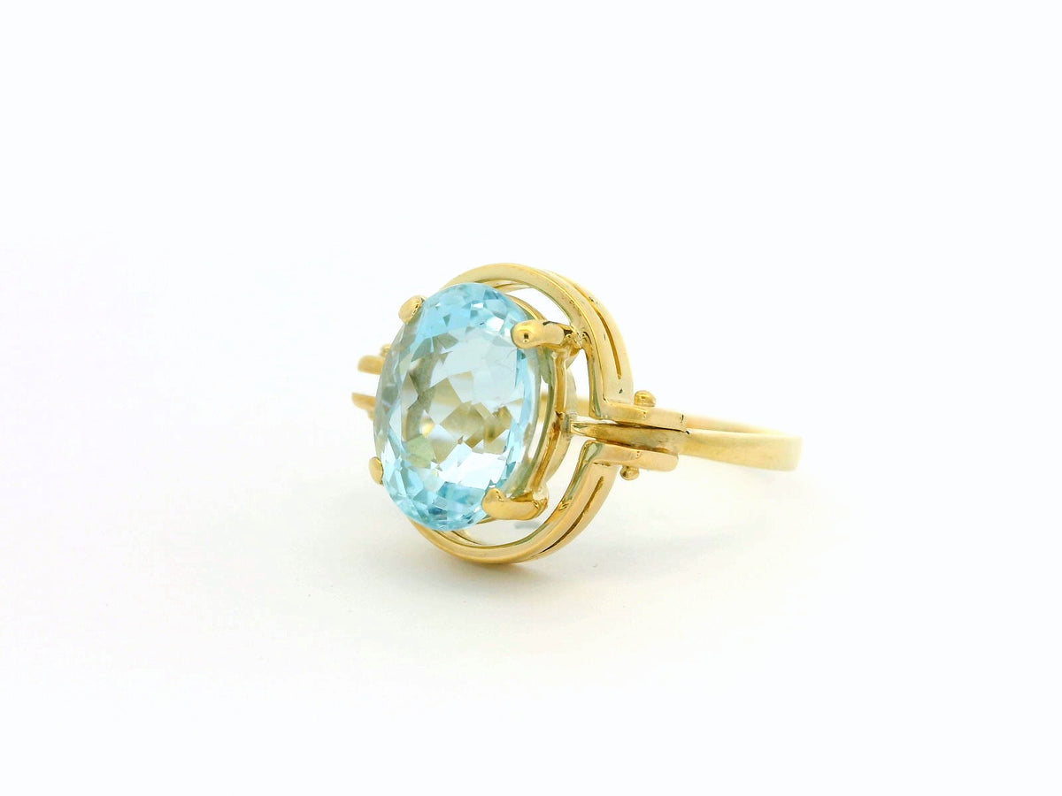 MID-CENTURY 4.1ct AQUAMARINE RING 18ct GOLD