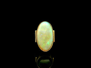 VINTAGE MID CENTURY SOLID OPAL RING 9ct GOLD