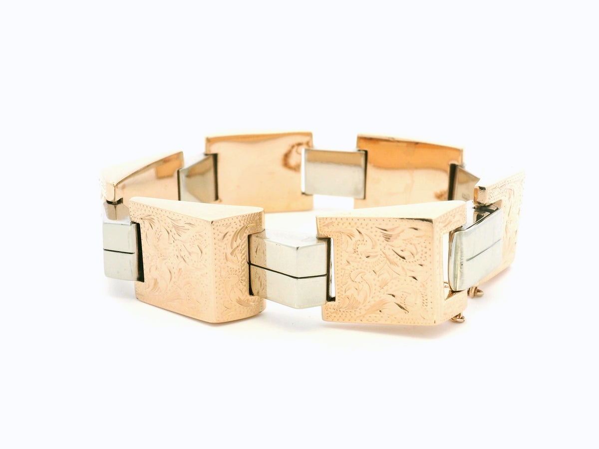 ANTIQUE EDWARDIAN TWO TONE 9ct GOLD BRACELET