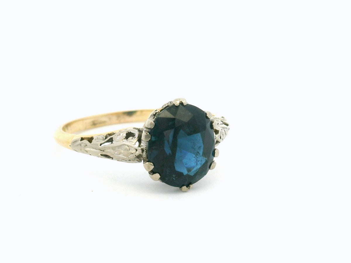 ART DECO BLUE TOURMALINE RING 18ct GOLD