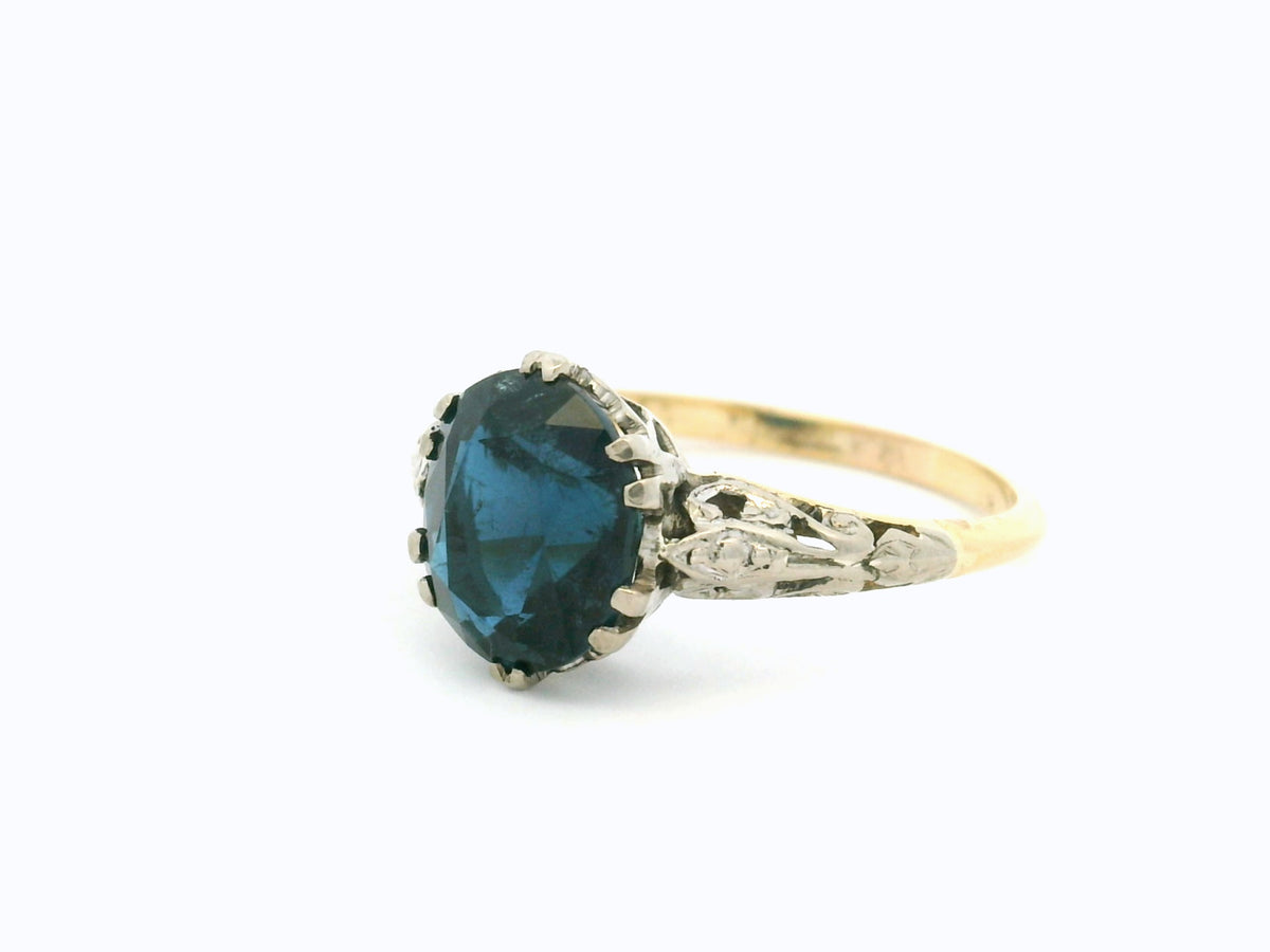 ART DECO BLUE TOURMALINE RING 18ct GOLD