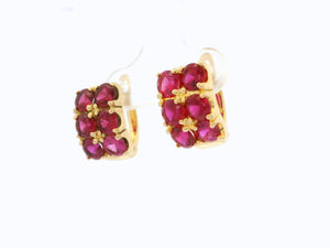 VINTAGE SYNTHETIC PINK SAPPHIRE EARRINGS 14ct GOLD