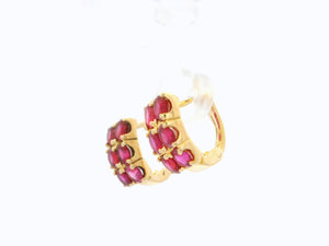 VINTAGE SYNTHETIC PINK SAPPHIRE EARRINGS 14ct GOLD